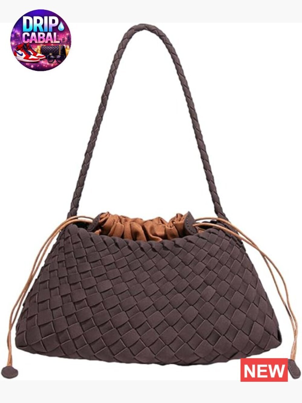 Suede Faux Leather Hobo Bag Trendy Woven Tote Shoulder Handbag Clutch Purse